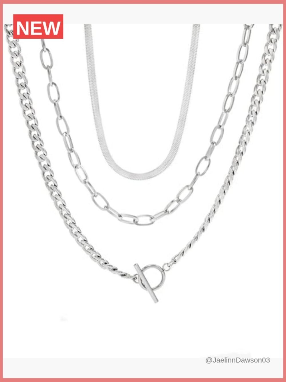 Layered Silver Chain Necklace Set 3 Layers Stainless Steel Trendy Stack Choker